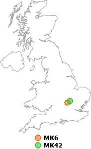 map showing distance between MK6 and MK42
