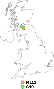 map showing distance between ML11 and G40
