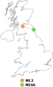 map showing distance between ML2 and NE66