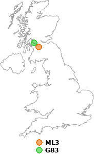 map showing distance between ML3 and G83