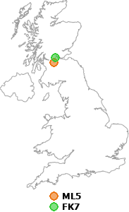 map showing distance between ML5 and FK7