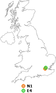 map showing distance between N1 and E4