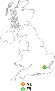 map showing distance between N1 and E9