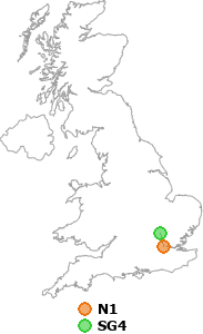 map showing distance between N1 and SG4
