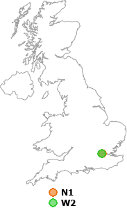 map showing distance between N1 and W2