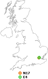 map showing distance between N17 and E4