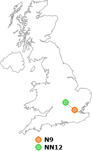 map showing distance between N9 and NN12