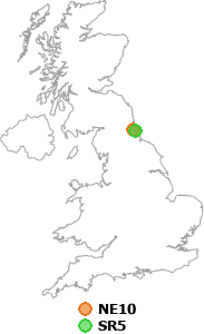 map showing distance between NE10 and SR5
