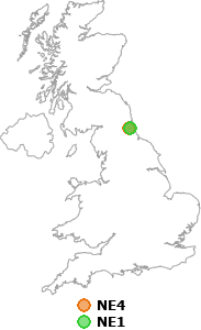 map showing distance between NE4 and NE1