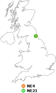 map showing distance between NE4 and NE21