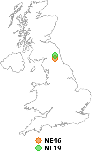 map showing distance between NE46 and NE19