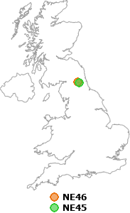 map showing distance between NE46 and NE45