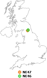 map showing distance between NE47 and NE46