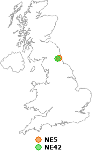 map showing distance between NE5 and NE42