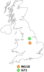map showing distance between NG10 and S73