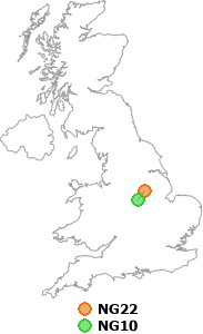 map showing distance between NG22 and NG10