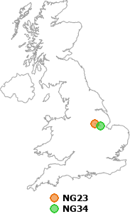 map showing distance between NG23 and NG34