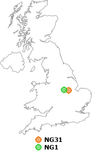 map showing distance between NG31 and NG1