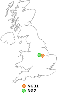 map showing distance between NG31 and NG7