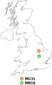 map showing distance between NG31 and NN10