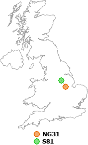 map showing distance between NG31 and S81