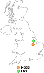 map showing distance between NG33 and LN2
