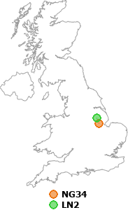 map showing distance between NG34 and LN2