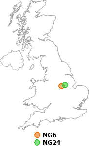 map showing distance between NG6 and NG24