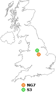 map showing distance between NG7 and S3