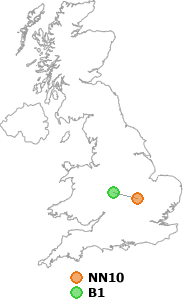 map showing distance between NN10 and B1
