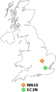 map showing distance between NN10 and EC2N
