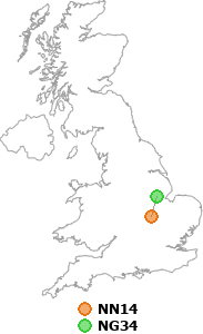 map showing distance between NN14 and NG34