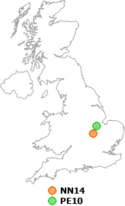 map showing distance between NN14 and PE10