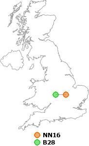 map showing distance between NN16 and B28