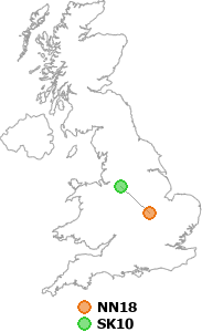 map showing distance between NN18 and SK10