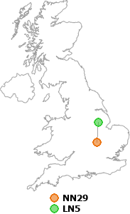map showing distance between NN29 and LN5