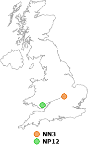 map showing distance between NN3 and NP12