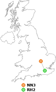map showing distance between NN3 and RH2