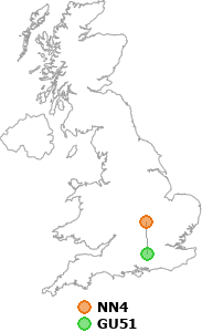 map showing distance between NN4 and GU51