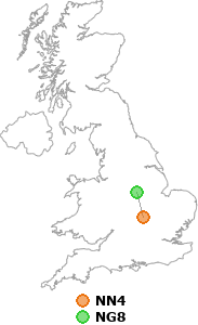 map showing distance between NN4 and NG8