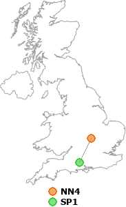 map showing distance between NN4 and SP1