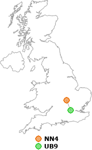 map showing distance between NN4 and UB9