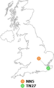 map showing distance between NN5 and TN27