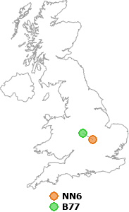 map showing distance between NN6 and B77