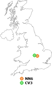 map showing distance between NN6 and CV3