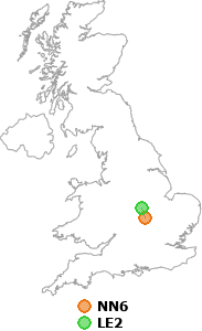 map showing distance between NN6 and LE2