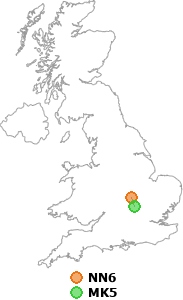map showing distance between NN6 and MK5