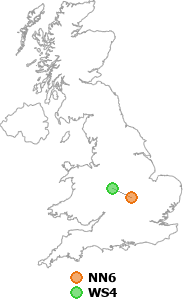 map showing distance between NN6 and WS4