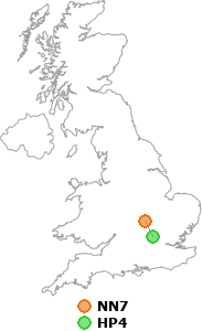 map showing distance between NN7 and HP4