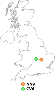 map showing distance between NN9 and CV6